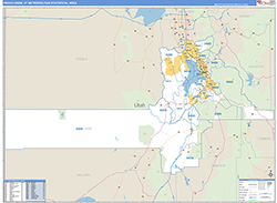 Provo-Orem Metro Area Wall Map Basic Style 2026